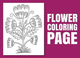 Flower coloring page for adults and children. Hand-drawn illustration vector