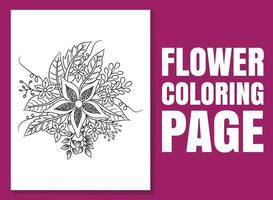 Flower coloring page for adults and children. Hand-drawn illustration vector