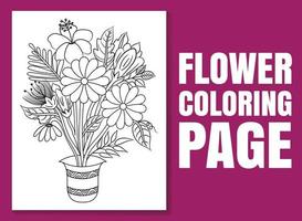 Flower coloring page for adults and children. coloring page doodle. vector