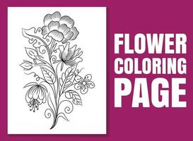 Flower coloring page for adults and children. Hand-drawn illustration vector