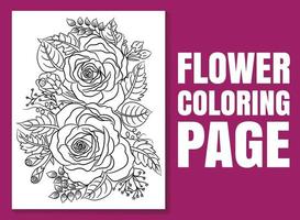 Página para colorear de flores. libro para colorear de flores. vector