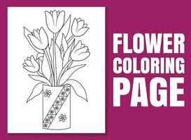 Flower coloring page for adults and children. coloring page doodle. vector