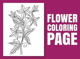 Página para colorear de flores. libro para colorear de flores. vector