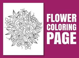 Flower coloring page for adults and children. coloring page doodle. vector