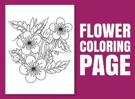 Flower coloring page for adults and children. Hand-drawn illustration vector