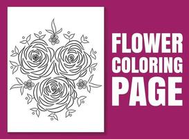 Flower coloring page for adults and children. coloring page doodle. vector