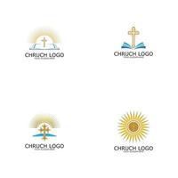 logo iglesia símbolo cristiano, la biblia y la cruz. vector