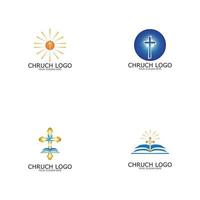 logo iglesia símbolo cristiano, la biblia y la cruz.