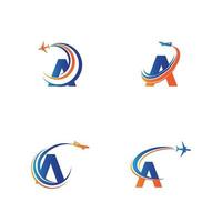 letter A Air travel logo design template-vector vector