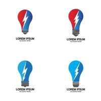 Bulb energy thunder bolt concept logo icon vector template