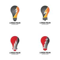 Bulb energy thunder bolt concept logo icon vector template
