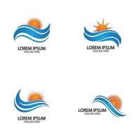 Water wave and sun icon vector illustration design logo