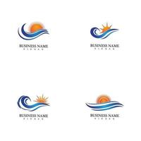 Water wave and sun icon vector illustration design logo