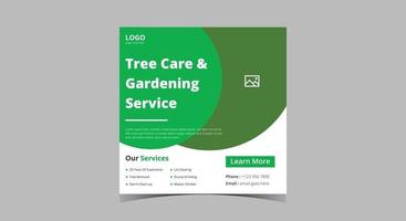 publicación de redes sociales del servicio de árboles. servicio de limpieza de jardines redes sociales vector