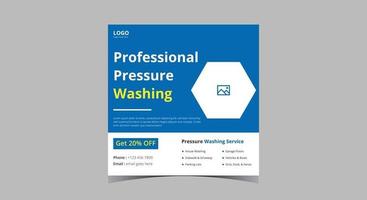 Pressure washing service social media template vector