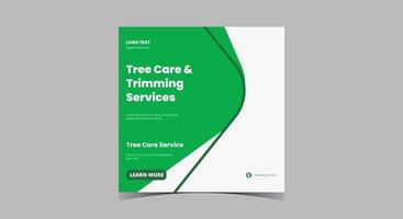 Tree service social media post. Garden cleaning service social media vector