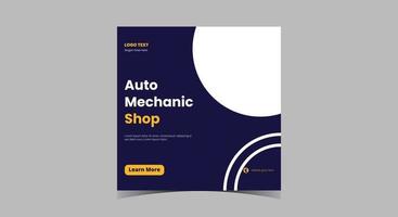 Auto repair service social media post. Car maintenance service vector