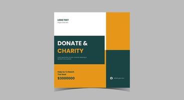 Charity social media post design. Donate in your charity social media vector