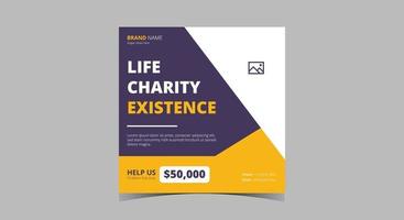 Charity social media post design. Donate in your charity social media vector