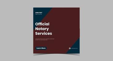 Notary service social media post design vector