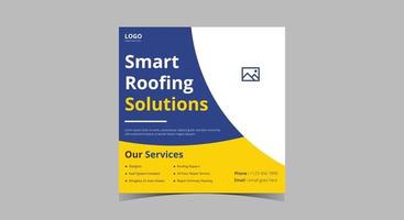 Roof repair service social media post design vector