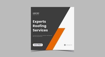 Roof repair service social media post design vector