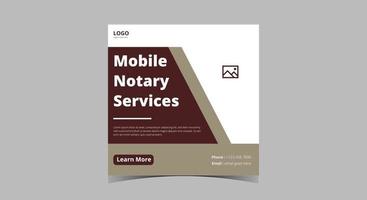 Notary service social media post design vector