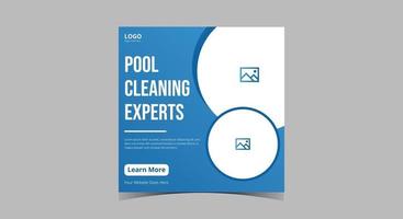 servicio de limpieza de piscinas publicación en redes sociales vector