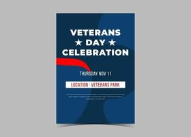 Veterans day flyer design.  American veterans day celebration flyer vector