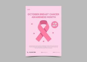 Breast cancer awareness flyer template. October breast cancer . vector