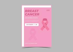 Plantilla de volante de concientización sobre el cáncer de mama. octubre cáncer de mama. vector
