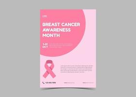 Breast cancer awareness flyer template. October breast cancer . vector