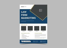 Law firm flyer template. Legal law firm flyer poster leaflet vector