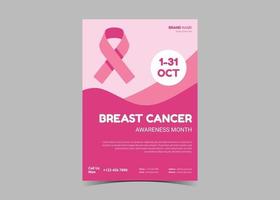 Breast cancer awareness flyer template. October breast cancer . vector