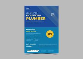 Plumbing flyer template. Plumbing service flyer poster ideas. vector