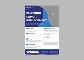 Plumbing flyer template. Plumbing service flyer poster ideas. vector