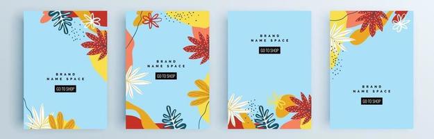 Modern abstract covers set, minimal covers design, colorful geometric vector