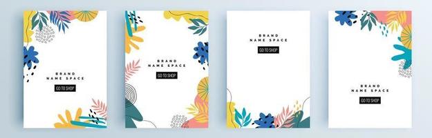 Modern abstract covers set, minimal covers design, colorful geometric vector