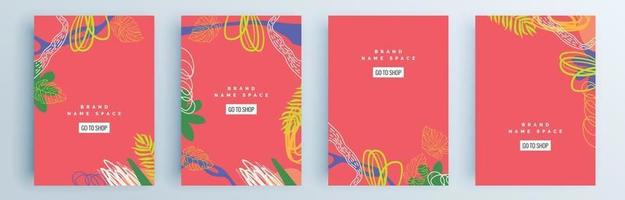 Modern abstract covers set, minimal covers design, colorful geometric vector