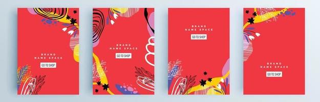 Modern abstract covers set, minimal covers design, colorful geometric vector