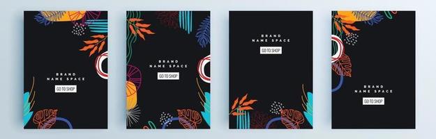 Modern abstract covers set, minimal covers design, colorful geometric vector