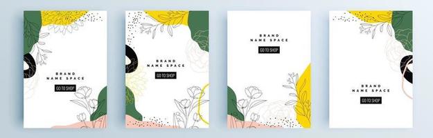 Modern abstract covers set, minimal covers design, colorful geometric vector