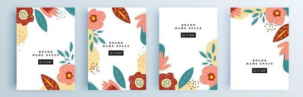 Modern abstract covers set, minimal covers design, colorful geometric vector