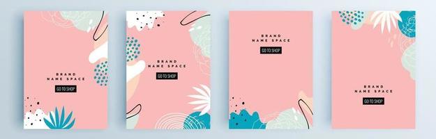 Modern abstract covers set, minimal covers design, colorful geometric vector