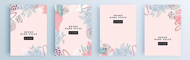 Modern abstract covers set, minimal covers design, colorful geometric vector