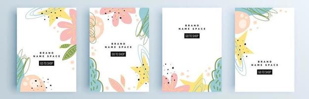 Modern abstract covers set, minimal covers design, colorful geometric vector