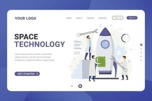 Landing page template space technology design concept vector