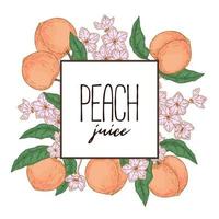 Hand drawn peach frame. Vector illustration in sketch style