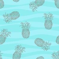 Summer seamless pattern with pineapple on wavy background vector