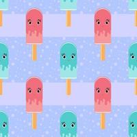 Colorful seamless pattern of cute melting ice-cream vector